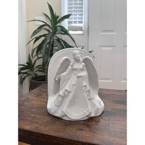 Vintage Hallmark White Matte Porcelain Angel Bible Holder Religious Christian